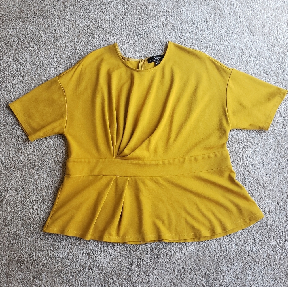 Eloquii Peplum Gathered Top Plus Size